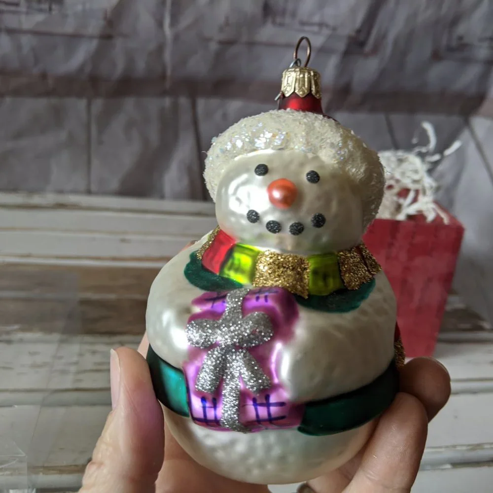 Hallmark 1999 Jolly Snowman Blown Glass Crown‎ Refl